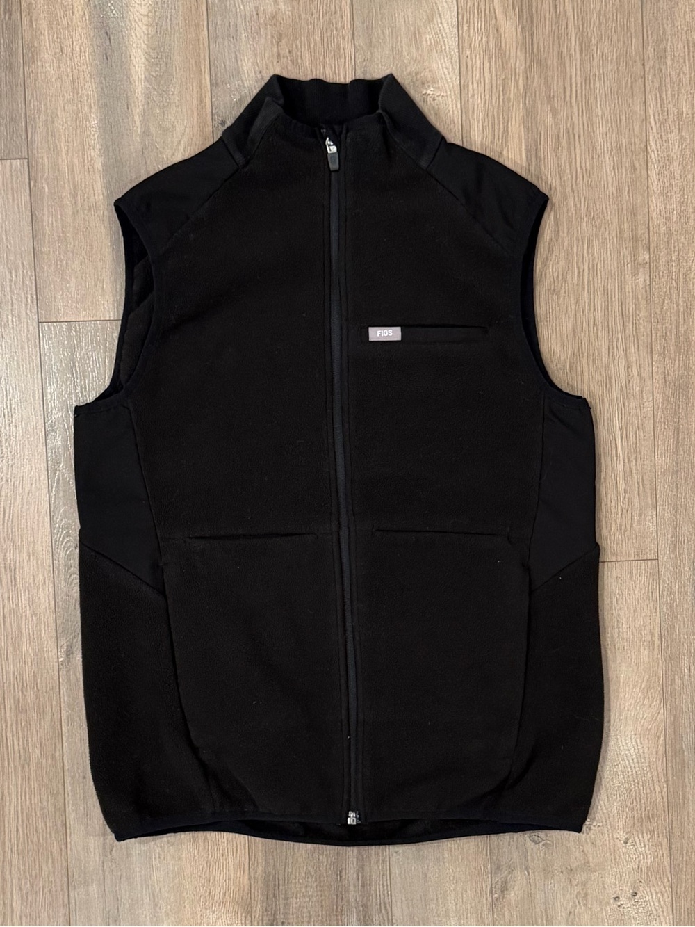 Figs Black Full-Zip Fleece Vest